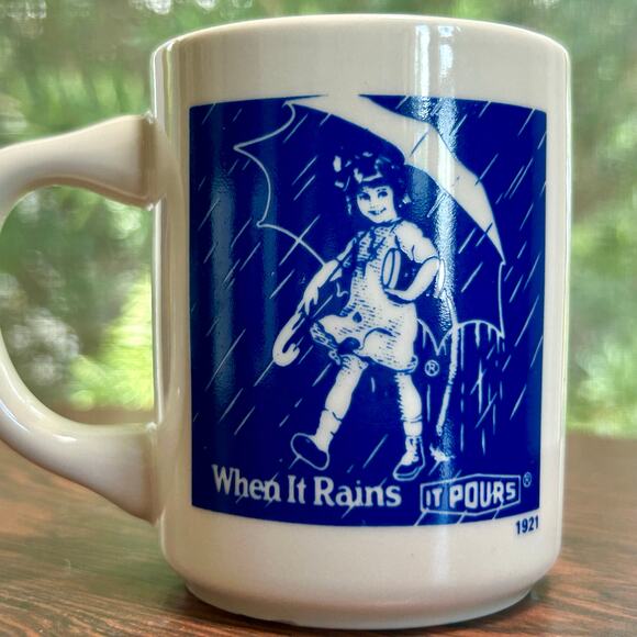 Vintage Morton Salt Mug Set of 4  When It Rains It Pours Advertising Collectible - Picture 5 of 14